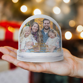 Modern Gold Happy Holidays Foto Snow Globe Schneekugeln
