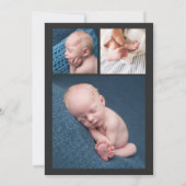 Modern Gold Heart Boy Foto Geburtserklärung Einladung (Rückseite)