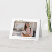 Modern Gold Heart Falten Abschluss Danke Karte (Vorderseite)