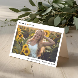 Modern Gold Heart Falten Abschluss Danke Karte