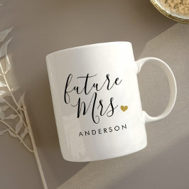 Modern Gold Heart Future Mrs. Verlobung Gift Kaffeetasse