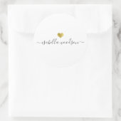 Modern Gold Heart Script Name  Runder Aufkleber (Tasche)