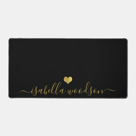 Modern Gold Heart Script Name Schreibtischunterlage (Vorderseite)