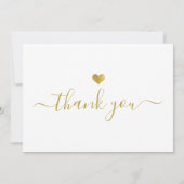Modern Gold Heart Thank You Script Einladung (Rückseite)