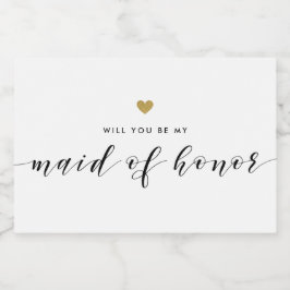 Modern Gold Heart Trauzeugin Geschenketikett Lebensmitteletikett