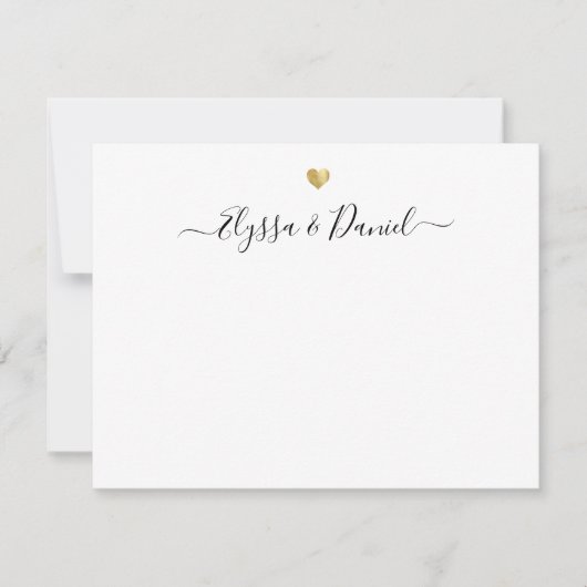 Modern Gold Heart Vielen Dank Script Individuelle Mitteilungskarte (Vorderseite)