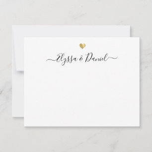 Modern Gold Heart Vielen Dank Script Individuelle  Mitteilungskarte
