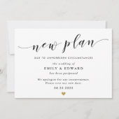 Modern Gold Heart Wedding Update Card Einladung (Vorderseite)