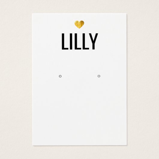 Modern Gold Heart White Oring Display Card (Vorderseite)