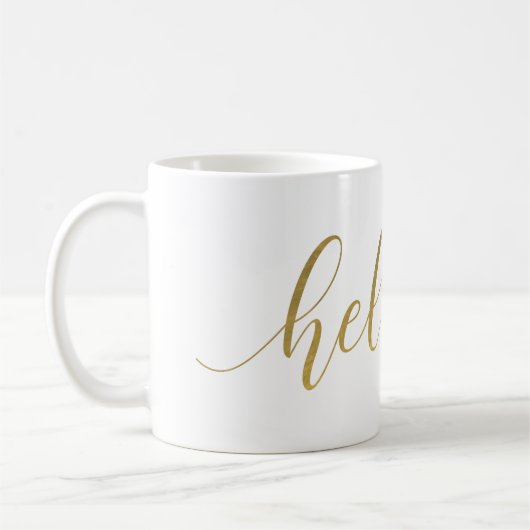 Modern Gold "Hello" Name Personalisiert Cup/ Kaffeetasse (Links)