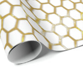 Modern Gold Hexagon Beehive Abstraktes Muster Geschenkpapier (Rolleneckpunkt)