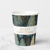 Modern Gold Holiday Forest Frohe Weihnachten Pappbecher (Rückseite)