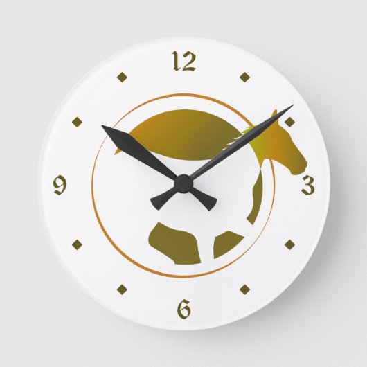 Modern Gold Horse Circle Number Runde Wanduhr (Vorderseite)