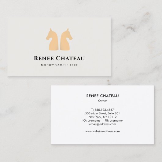 Modern Gold Horse Logo Business Card Visitenkarte (Vorne/Hinten)