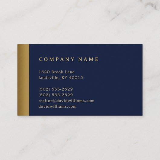 Modern Gold House Logo Real Anwesen Navy Blue Visitenkarte (Rückseite)
