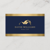 Modern Gold House Logo Real Anwesen Navy Blue Visitenkarte (Vorderseite)