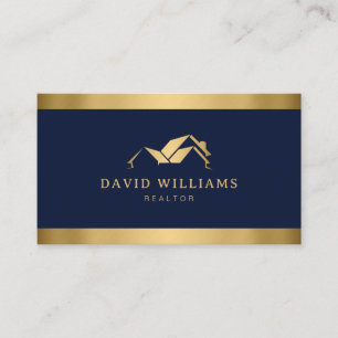Modern Gold House Logo Real Anwesen Navy Blue Visitenkarte