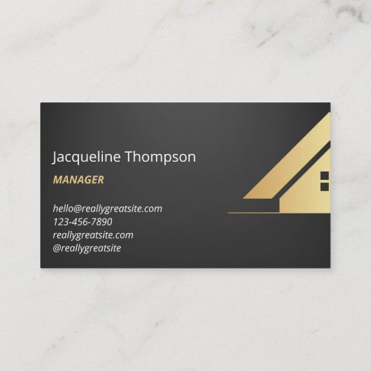 Modern Gold House Logo Real Anwesen Realtor black Visitenkarte (Rückseite)