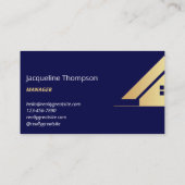 Modern Gold House Logo Real Anwesen Realtor Navy Visitenkarte (Rückseite)