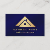 Modern Gold House Logo Real Anwesen Realtor Navy Visitenkarte (Vorderseite)