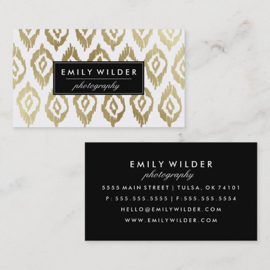 Modern Gold Ikat | Visitenkarte (Vorne/Hinten)