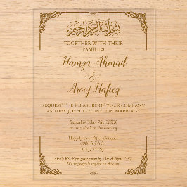 Modern Gold Islamic Wedding Acryleinladungen