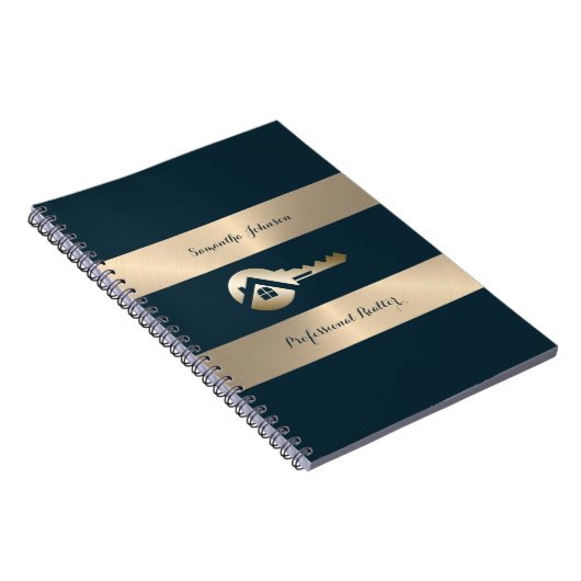 Modern Gold Key Blue Spruce Real Anwesen Notebook Notizblock (Rechte Seite)