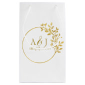 Modern Gold Laurel Wreath Monogram Wedellogo Kleine Geschenktüte (Rückseite)
