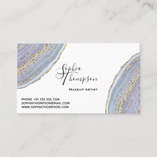 Modern Gold Lavender Geode Agate Ernennung Terminkarte (Vorderseite)