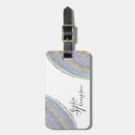 Modern Gold Lavender Geode Agate - Gepäckmarke Gepäckanhänger (Vorderseite vertikal)