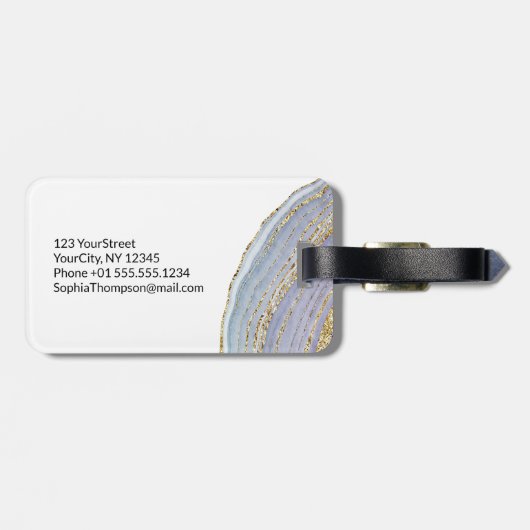 Modern Gold Lavender Geode Agate - Gepäckmarke Gepäckanhänger (Rückseite horizontal)