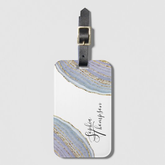 Modern Gold Lavender Geode Agate - Gepäckmarke Gepäckanhänger (Vorderseite Vertikal)