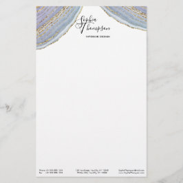 Modern Gold Lavender Geode Agate - Stationery Briefpapier