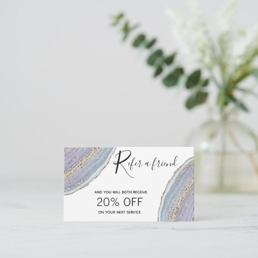 Modern Gold Lavender Geode Agate - Verweiskarte Empfehlungskarte (Stehend Vorderseite)