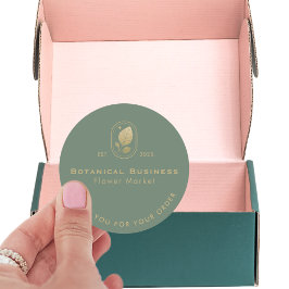 Modern Gold Leaf Minimal botanisches Grün Vielen D Runder Aufkleber