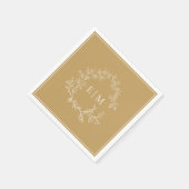 Modern Gold Leafy Wappen Monogram Wedding Napkins Serviette (Ecke)