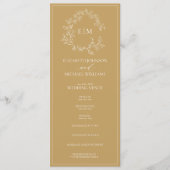 Modern Gold Leafy Wappen Monogram Wedding Program Programm (Vorderseite)