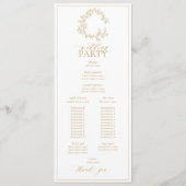 Modern Gold Leafy Wappen Monogram Wedding Program Programm (Rückseite)