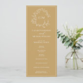 Modern Gold Leafy Wappen Monogram Wedding Program Programm (Stehend Vorderseite)