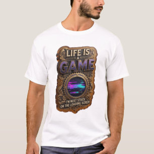 Modern Gold LIFE IS A GAME Künstlerisches Motiv T-Shirt