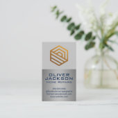 Modern-Gold-Logo | Silver Metallic Visitenkarte (Stehend Vorderseite)