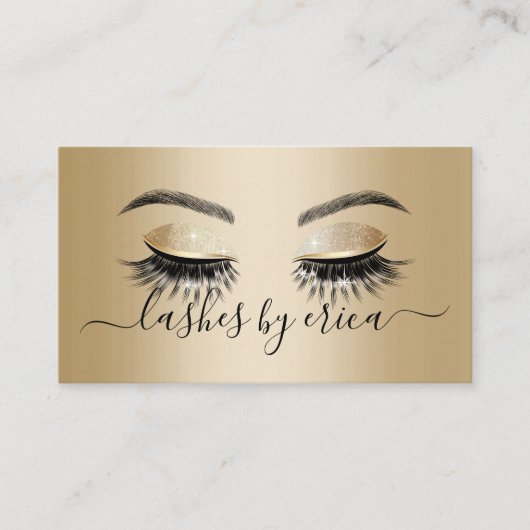 Modern Gold Long Eyelash Extensions Lash Salon Visitenkarte (Vorderseite)