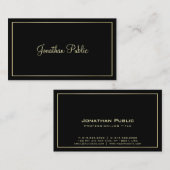 Modern Gold Look Creative Black Design Elegant Visitenkarte (Vorne/Hinten)