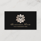 Modern Gold Lotus Blume Schwarzer Salon & WELLNESS Visitenkarte (Vorderseite)