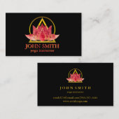 Modern Gold Lotus Logo Eleganter Blumenstrauß Yoga Visitenkarte (Vorne/Hinten)