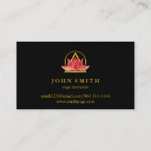 Modern Gold Lotus Logo Eleganter Blumenstrauß Yoga Visitenkarte (Rückseite)