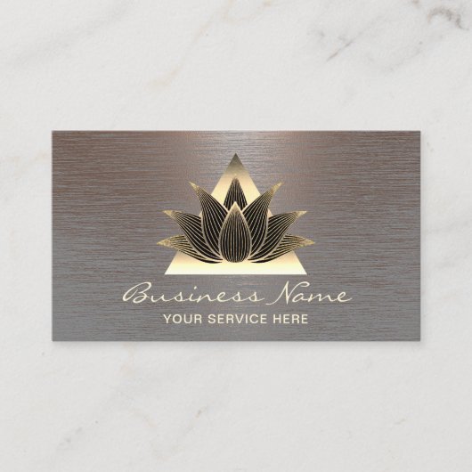 Modern Gold Lotus Logo Stilvoll mit Kupfer Salon W Visitenkarte (Vorderseite)