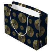 Modern Gold Luxus Art Deco Circles Große Geschenktüte (Rückseite Schrägansicht)