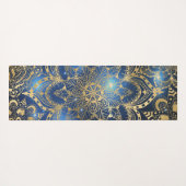 Modern Gold Mandala Blue Nebula Custom Name Yogamatte (Rückseite (Horizontal))