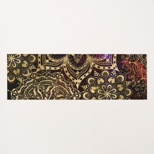 Modern Gold Mandala Pattern Custom Name Yogamatte (Rückseite (Horizontal))